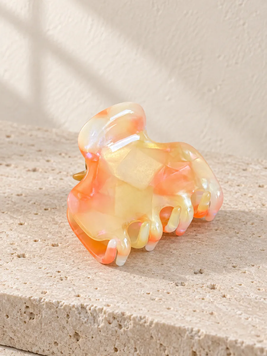 Apricot Opal acetate claw clip