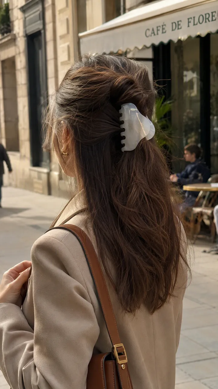 Aurelia Arc Acetate Claw Clip on real hair 2