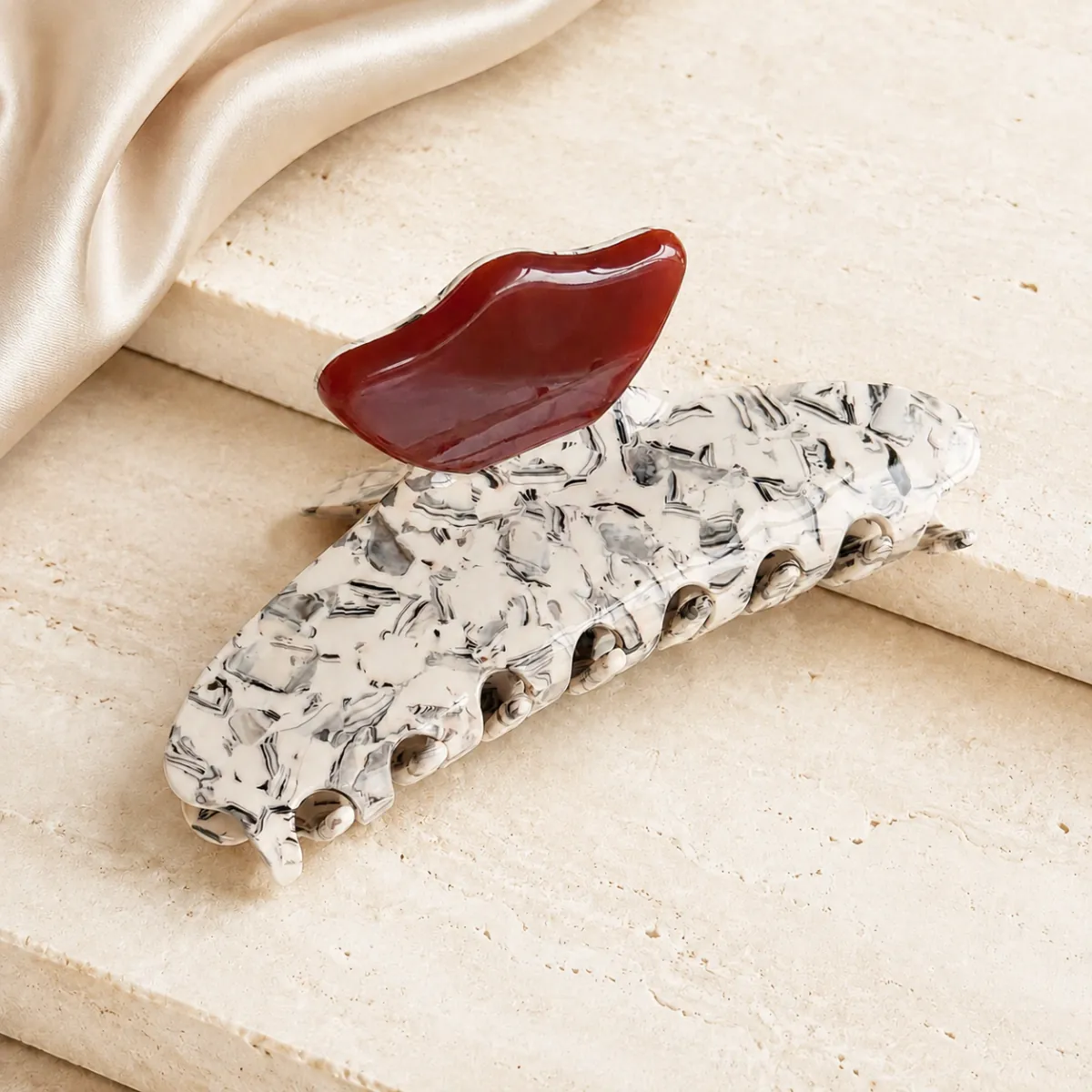 Moonstone Mosaic acetate claw clip