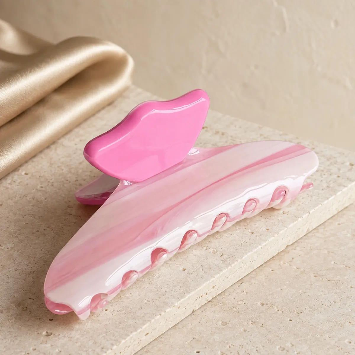 Soft Rose Veil acetate claw clip
