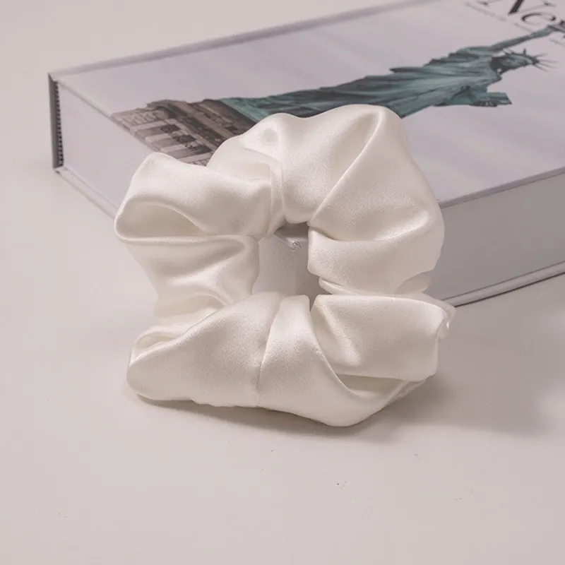 Tea White silk scrunchie