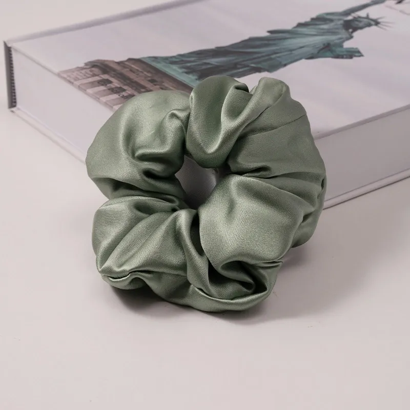 Bean Paste Sage silk scrunchie
