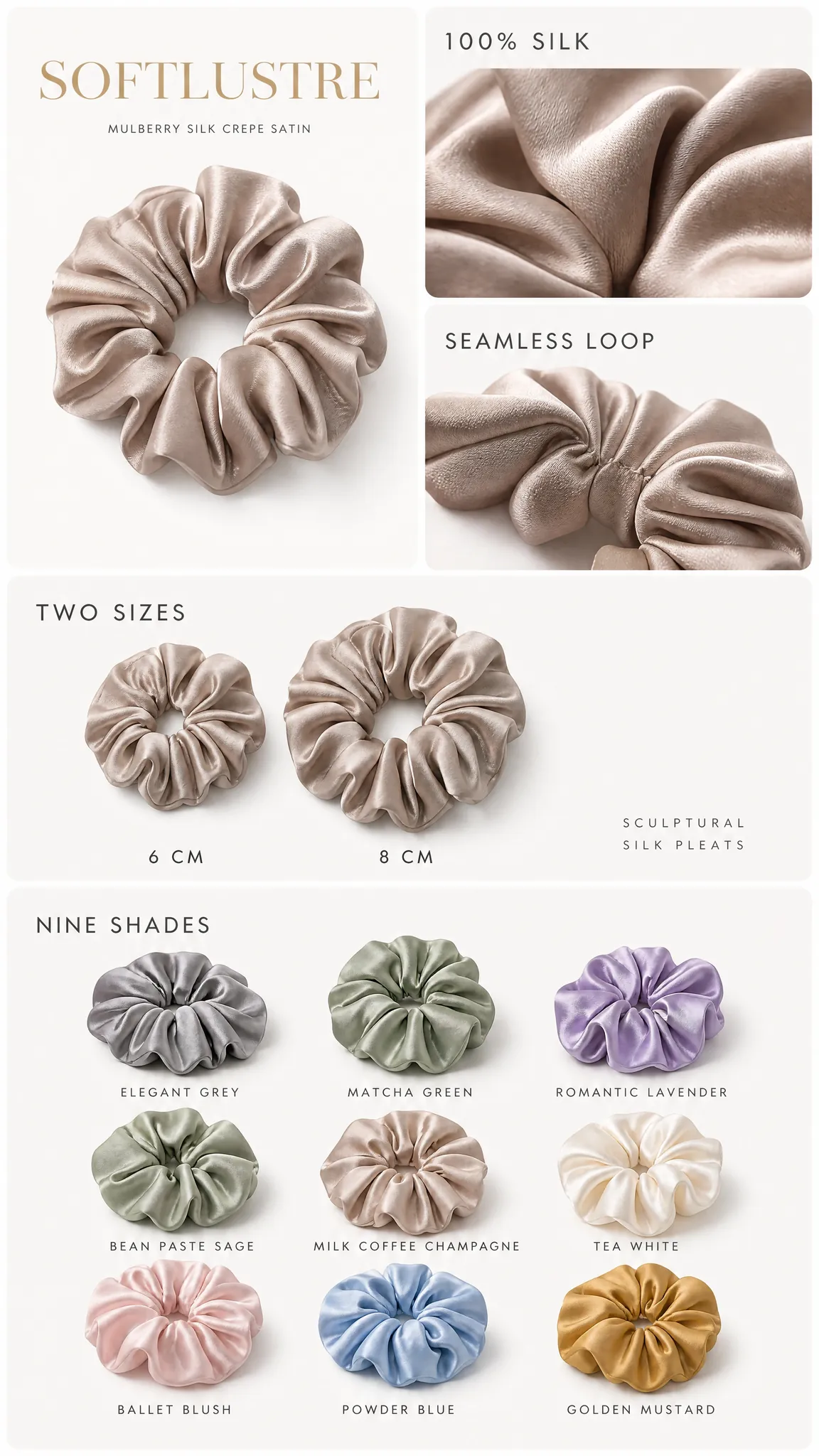 Craft Bento — Velatmos SoftLustre mulberry silk scrunchie detail plate