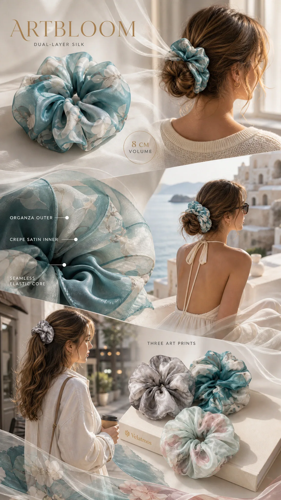 Craft Bento — Velatmos ArtBloom silk organza scrunchie detail plate