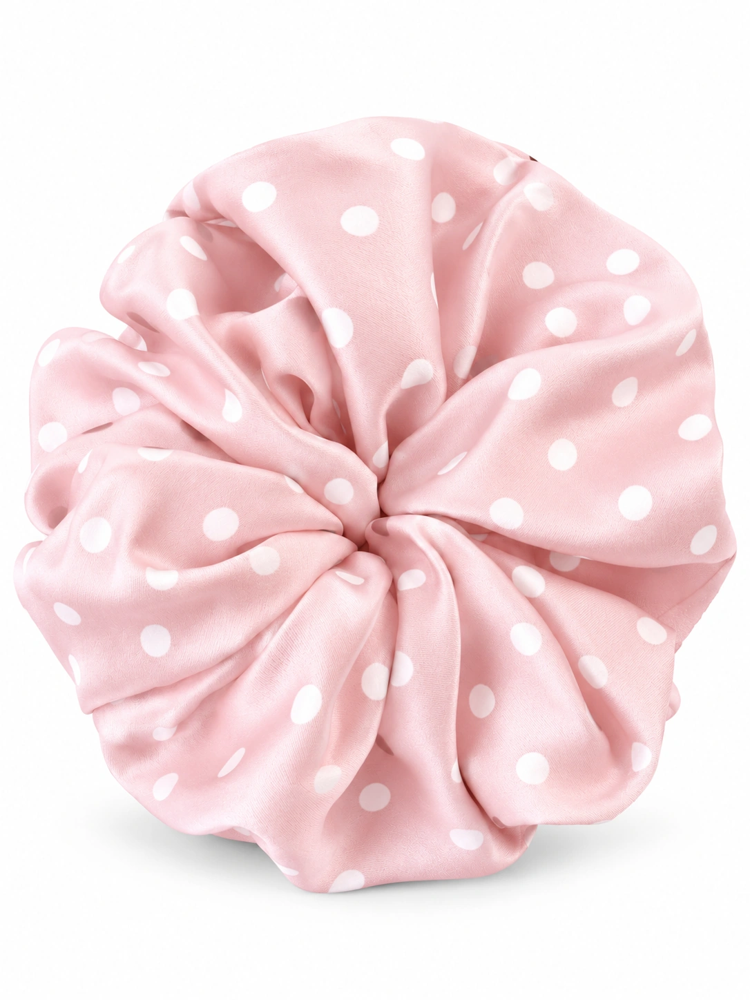 Pale Pink White-Dot SoftDot silk scrunchie