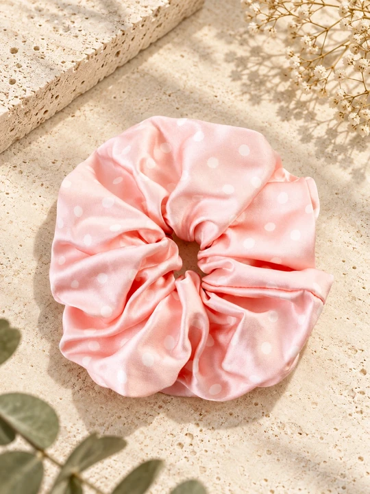 SoftDot Retro Polka Silk Scrunchie