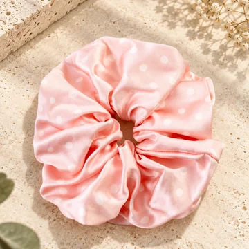 SoftDot polka silk scrunchie