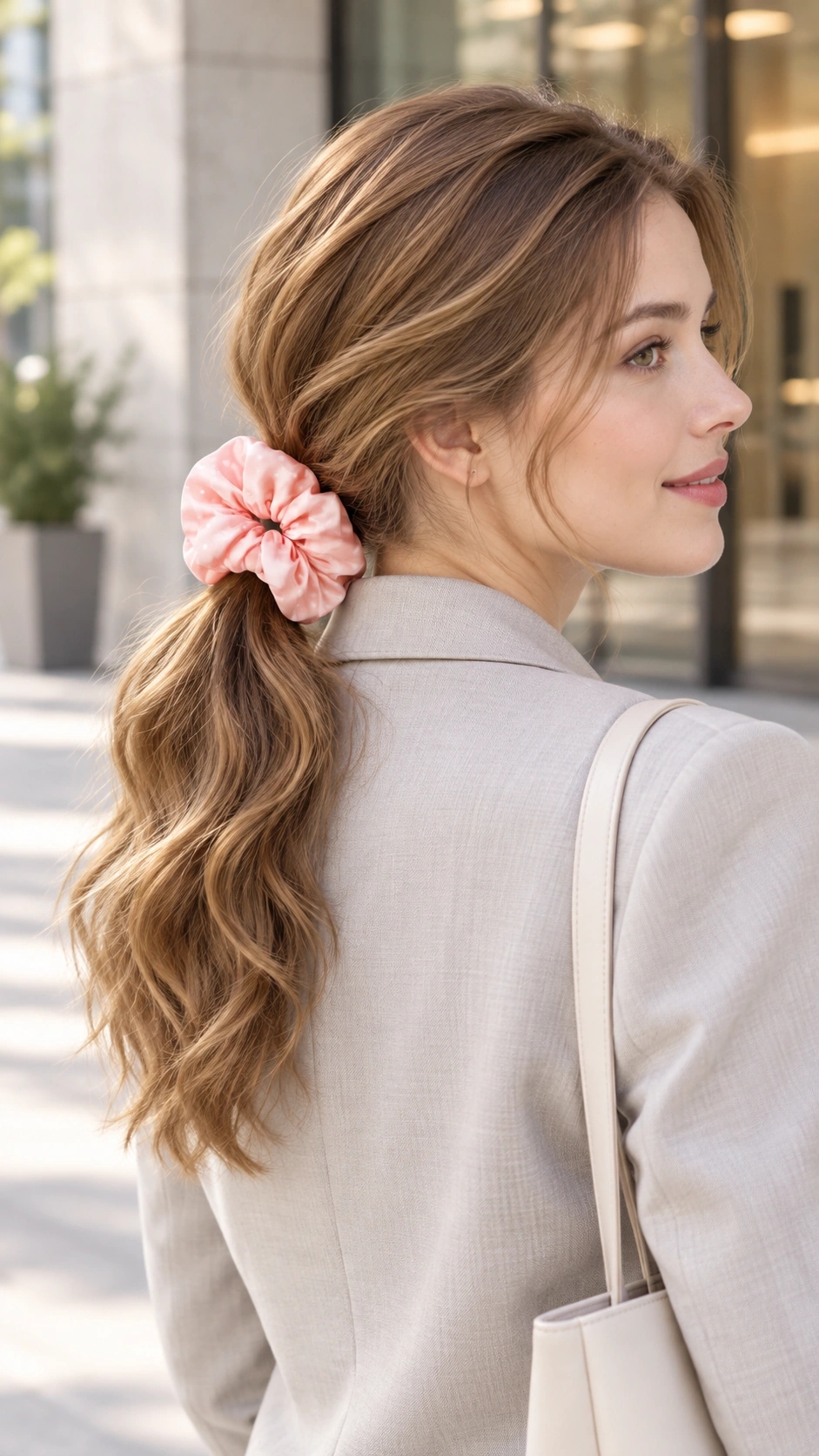 SoftDot Retro Polka Silk Scrunchie wear