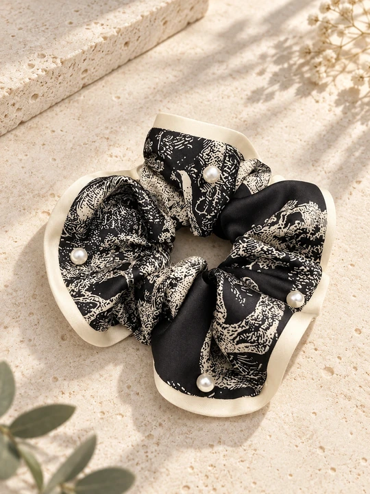 SoftBloom InkPearl Statement Scrunchie