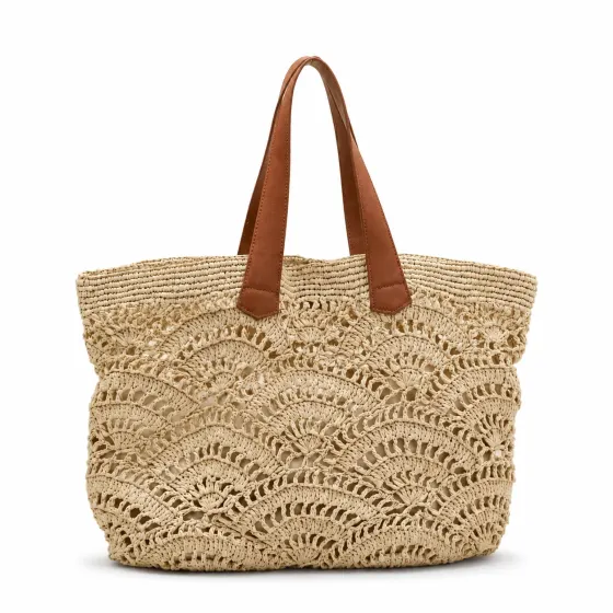 Fan-Openwork Paper-Straw Tote